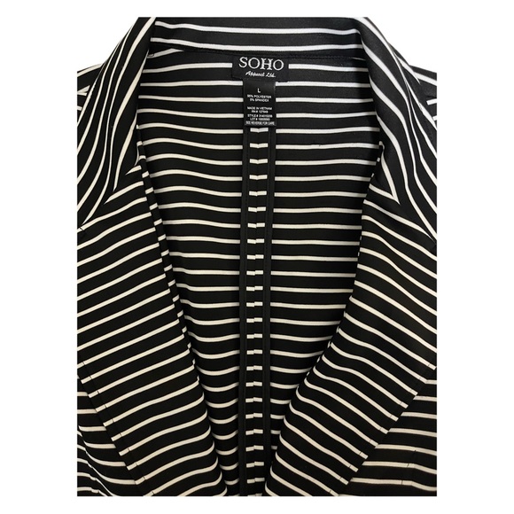 Soho Apparel Ltd Womens Blazer White-Black Stripe Long Sleeve Size L - Picture 7 of 7